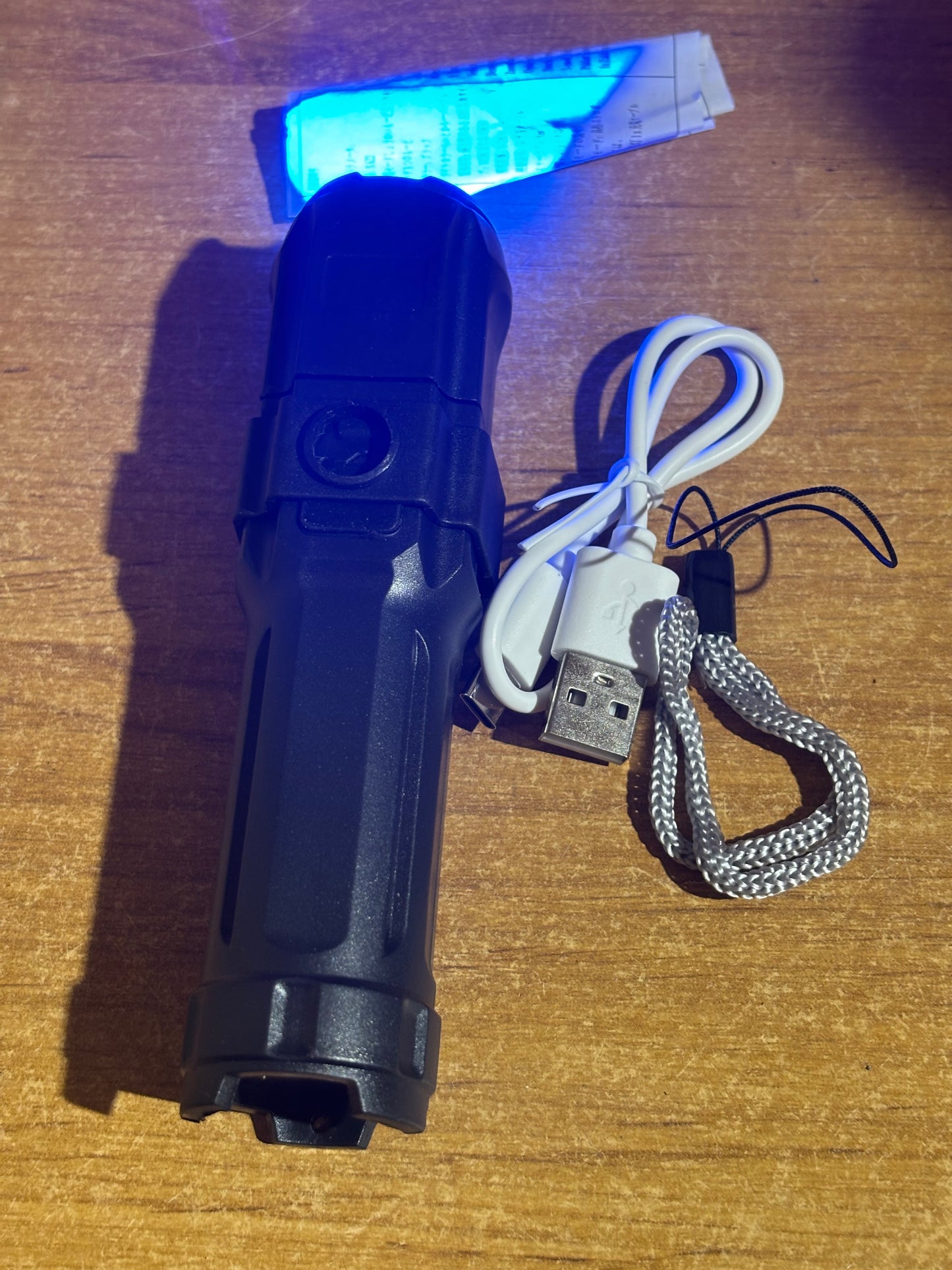 Small UV torch for scorpions with usb charger.