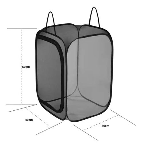 600mm x 400mm x 400mm pop up enclosure black mesh with black trim.
